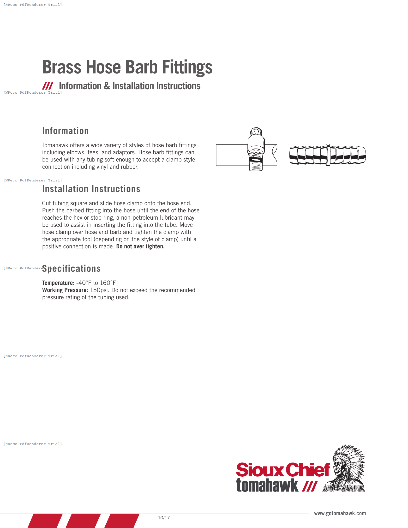 903 SERIES - BRASS HOSE BARB FITTINGS - SPEC SHEET.PDF Specification Document